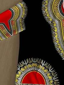 1set Men Fashion Casual Print Hooded Sweatshirt Set - Black - View 4