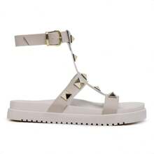 Sandália Feminina Papete Falcucci Gladiadora Tachas Piramides Plataforma Confortável Capri