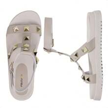 Sandália Feminina Papete Falcucci Gladiadora Tachas Piramides Plataforma Confortável Capri