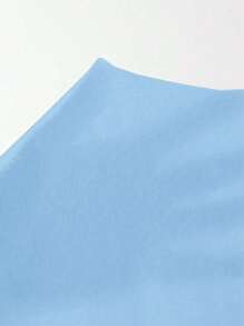 Women's Solid Color Basic Crew Neck Long Sleeve Fitted Cropped T-Shirt - Baby Blue - View 6