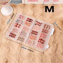 Large, Medium And Small Size Nail Art Transparent Dustproof Storage Box, Wearing Nail Piece Style Sample Display, Portable Travel, Large-Capacity Display, Double-Sided Finishing Book