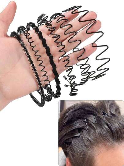 Set de 6 diademas con diseño de ola para hombres, diademas para hombres, accesorios para hombres, diadema con ola, accesorios para hombres, accesorios para la cabeza para hombres, accesorios de béisbol