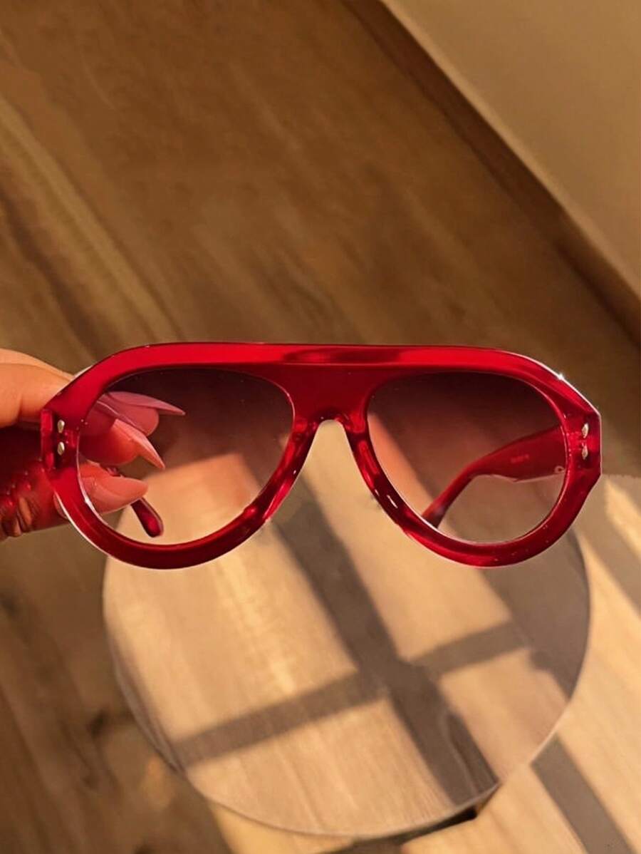 1 件超大号运动时尚眼镜，个性街头风格时尚眼镜，休闲百搭基础款秋冬女装商务休闲礼品 Y2k 女士时尚眼镜女士太阳镜秋冬装海滩配饰复古 Y2k 基础款商务休闲礼品 Y2KFest 音乐节学院风返校季 - 紅色 - 查看 1