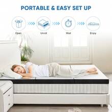 Sweetcrispy Folding Mattress, 4 Inch Tri-Fold Memory Foam Mattress Topper For Camping, Foldable Mattress Topper With Washable Cover - White - View 10