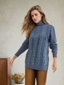 Jesienne i zimowe zagęszczone ciepłe smażone ciasto skręca dzianiny damskie Senior Sense Lazy Wind Loose Sweter