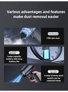 SUITU 85000rpm Compressed Electric Air Cleaner | Rechargeable Hair Dryers | Computer/Keyboard/Camera Cleaning | Home/Car/Camping Multi-Function Hair Dryer | Black, Gift Idea