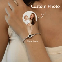Customized Photo Projection Bracelet, Heart Arrow Design, Adjustable Chain, Zirconia Inlaid, DIY Photo Projection Bracelet - Multicolor 3 - View 1