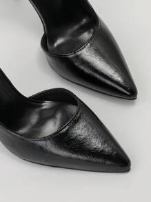 Zapatos de tacón alto sexy, estilo retro europeo y americano, para mujer, para discoteca, tacón súper alto, punta afilada, con cortes calados