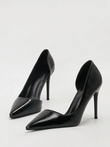 Zapatos de tacón alto sexy, estilo retro europeo y americano, para mujer, para discoteca, tacón súper alto, punta afilada, con cortes calados