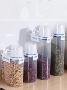 1 pieza Recipiente de almacenamiento de arroz para el hogar, a prueba de insectos y de humedad, frasco sellado para harina, comida para gatos, granos, cubo de almacenamiento, frasco sellado