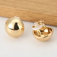 1pair Elegant High-End Lightweight Spherical Clip-On Earrings, Unique Round Design, Versatile Personalized Earring Clips