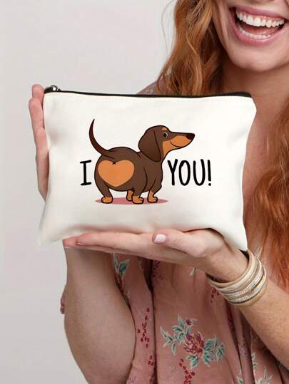 Dachshund Love Printed Cosmetic Bag, The Best Gift For Grandmothers, Teachers, Friends, Nurses, Express Your Love For Furry Children, Travel Souvenirs For Female Friends, Essential Travel Toiletry Bag Makeup Bag School Supplies Travel Essentials Make Up Bag Holiday Essentials Makeup Bags Makeup Pouch Makeup Organizer Holiday Winter Sausage Dog Women Gifts For Women Make Up Organizer Makeup Storage