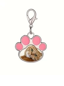 1 Special Pet Photo Keychain - Customizable Stainless Steel Paw Print Keychain Plaque, Engraved Pet Tag Collar Pendant, Perfect For Commemorating Your Beloved Pet, Suitable For Animal Enthusiasts