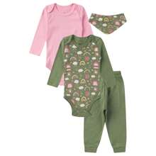 18 Piece Baby Bodysuit Kit For Boys And Girls, 100% Cotton - 2 Bodysuits And 1 - 玫紅色 - 查看 4