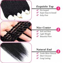 1/8 Packs Senegalese Twist Crochet Hair 14/18 Inch Crochet Hair, Small Twist Crochet Braids Hair Hot Water Setting, Pre-Looped Crochet Braiding Hair