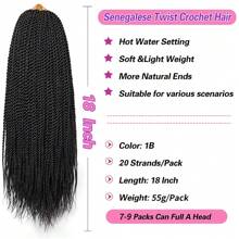 1/8 Packs Senegalese Twist Crochet Hair 14/18 Inch Crochet Hair, Small Twist Crochet Braids Hair Hot Water Setting, Pre-Looped Crochet Braiding Hair