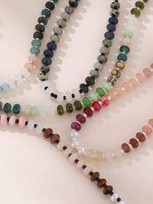 NAIZHU 1/3/5 chiếc Vòng cổ hạt đá thủ công cao cấp, Vòng cổ choker phong cách Bohemian Dopamine nhiều màu, Phụ kiện quà tặng tiệc/lễ hội, Màu ngẫu nhiên - Nhiều màu - Xem 10