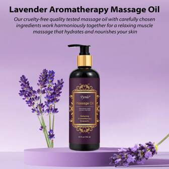 Pjordo 10 Fl.Oz Lavender Massage Oil, 100% Natural, Suitable For Massage, Skin Care, Couple Relaxation - Non Greasy, Male And Female Massage Essential Oil