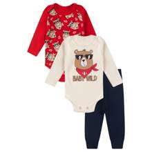 6 Piece Baby Bodysuit Kit For Boys And Girls 100% Cotton - 2 Bodysuits And 1 Romper - Màu xanh lam - Xem 6