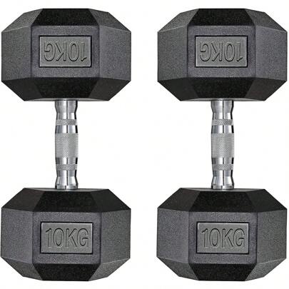 Hexagon Dumbbells | Set Of 2 10-25 Kg | Non-Slip Coating | Ergonomic Handles | Poly-Rubberized Dumbbell Set | Dumbbells Set Weights Training For Aerobics