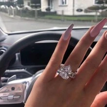 1 件女士订婚戒指，时尚奢华银合金泪珠锆石镶嵌，适用于订婚、婚礼、派对、周年纪念、情人节、生日礼物 - 銀色 - 查看 3