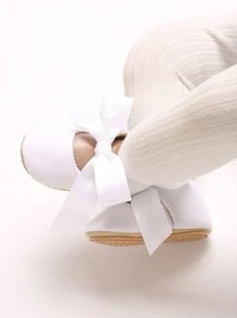 Pure White Christening Ribbon Infant Princess Non-Slip Soft Bottom Toddler Shoes - White - View 2