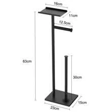 Freistehender Toilettenpapierhalter mit Ablagefläche Oben, schwarzer Toilettenpapierhalterständer, Boden-Klopapierhalter Stehend