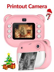 Thermal Print Camera Camera Instant Print 1080P Dual Lens Digital Camera One-Touch Printable Camera 2 Inch Screen Built-In Battery Thermal Printing Paper Birthday Christmas New Year Gifts