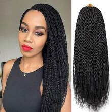 1/8 Packs Senegalese Twist Crochet Hair 14/18 Inch Crochet Hair, Small Twist Crochet Braids Hair Hot Water Setting, Pre-Looped Crochet Braiding Hair