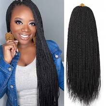 1/8 Packs Senegalese Twist Crochet Hair 14/18 Inch Crochet Hair, Small Twist Crochet Braids Hair Hot Water Setting, Pre-Looped Crochet Braiding Hair
