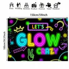 霓虹灯派对装饰、夜光背景、夜光横幅、生日摄影背景、泼墨喷绘、黑光照片亭 - 黑色 - 查看 7