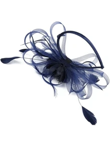 1 Piece Navy Blue Fascinators Hats 20s 50s Hat Pillbox Hat Tea Party Headwear With Veil For Girls And Women,Hairband,Hair Hoop Headbands