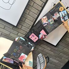 1 Stück Akkordeon-Falt Fotoalbum zum Selbstgestalten, Paar Familie Kinder Wachstums Fotobuch, leerer Einband für Individualisierung, kreatives Geschenk zu Geburtstag und Valentinstag