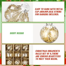 9 件 3.15 英寸各种形状透明圣诞球饰品，防碎悬挂装饰，适用于圣诞树、家居、婚礼、派对，适合全年室内外使用，圣诞节 - 彩色 - 查看 8