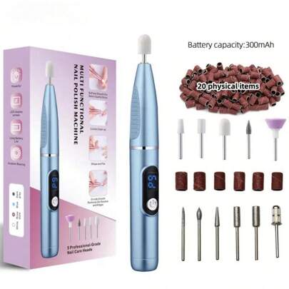 15000RPM 专业美甲钻，指甲抛光机，带 11 个磨头和 26 个打磨环，LCD 显示屏 9 速可调，适合美甲沙龙和家庭使用，母亲节礼物