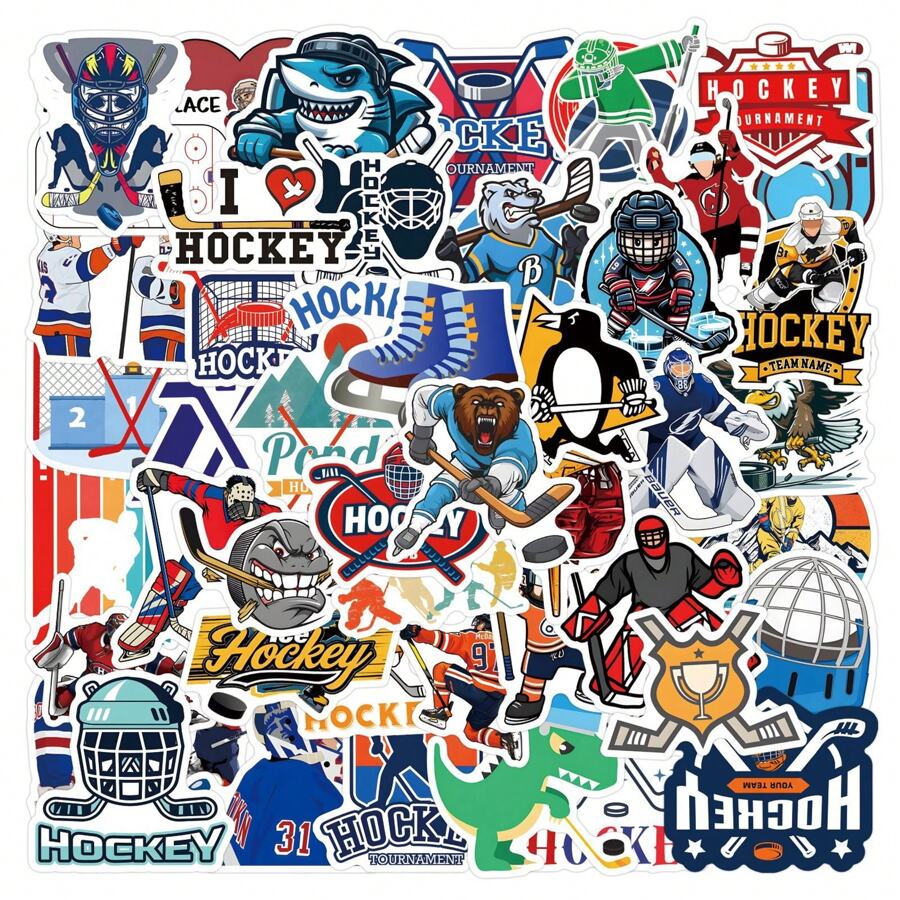 55pcs Ice Hockey Stickers Vinyl Self-Adhesive Aesthetic Decals ...