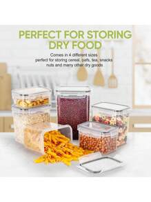 24pcs,Airtight Food Storage Containers Set, Plastic Kitchen Pantry Organizer, With Easy Lock Lids For Pasta Spaghetti Cereal Snack Flour Sugar Rice Organization, Include Labels - Black and White - View 4