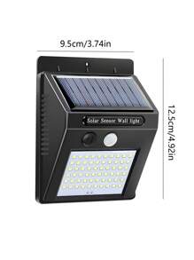 1/4 piezas Lámpara de pared solar de 60 LED, luz de acampada portátil impermeable de ABS a 6000K, con sensor de movimiento y 3 funciones inteligentes, compatible con batería de ión de litio 18650 para exteriores, jardín, garaje, camino, patio