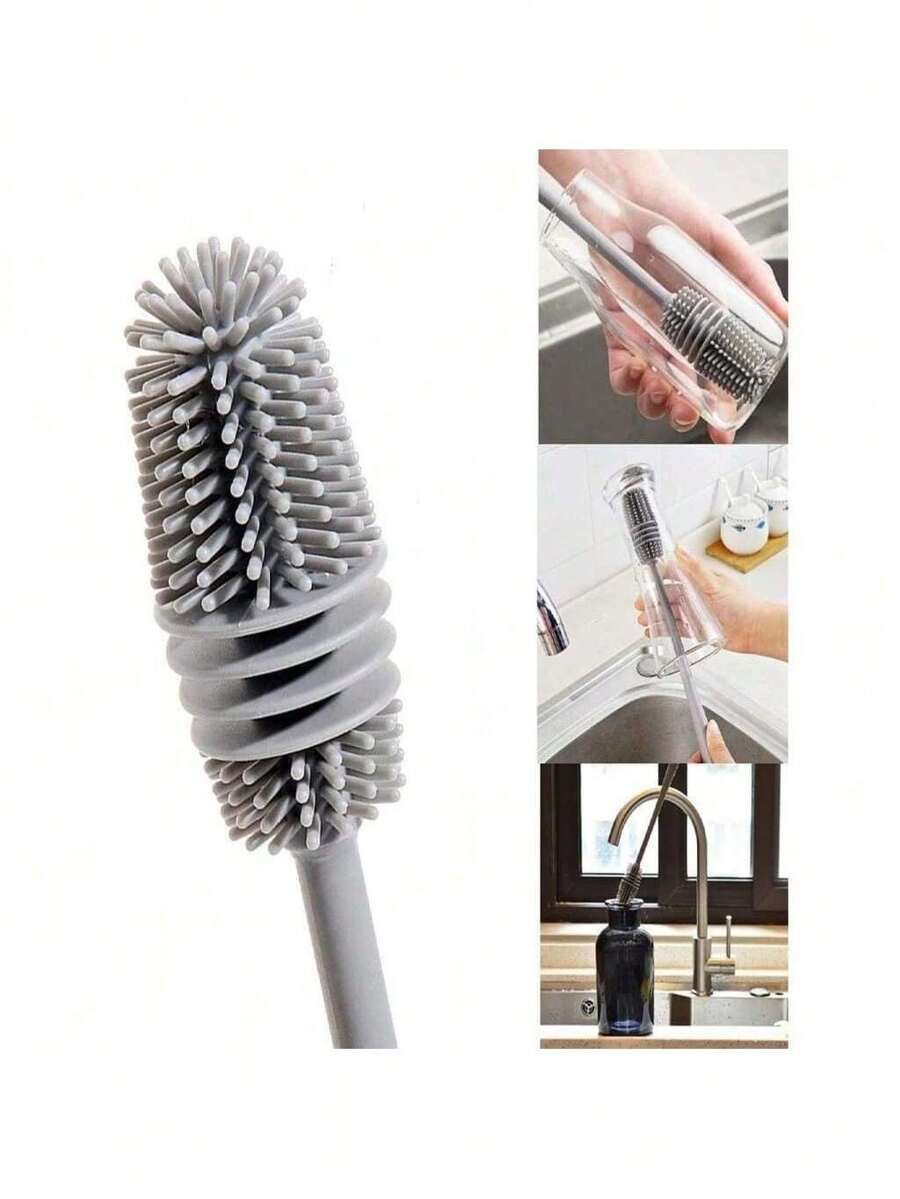 Bottle Washing Brush Cup Baby Bottle Bowl Silicone - màu đen - Xem 1