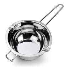 Lecute Olla Fusion acero inoxidable derretir chocolate velas dulces recipiente multiusos cocina fundidor baño maría hogar resistente duradero fácil limpieza utensilio práctico alimentos repostería - Plateado - Ver 1