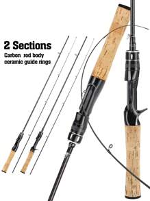SOUGAYILANG 1pc 2-Section Casting/Spinning Dual-Use Fishing Rod, High Sensitivity Ultra-Lightweight Fishing Rod With Comfortable Wooden Handle And Smooth Ceramic Guides, Suitable For Beginners - Black - View 2