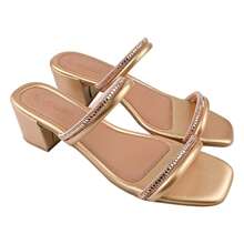 Clog With 1 Curved Strap And 1 Rhinestone On The Upper And 1 Curved Strap And 1 Rhinestone On The Shaft - 金色 - 查看 2