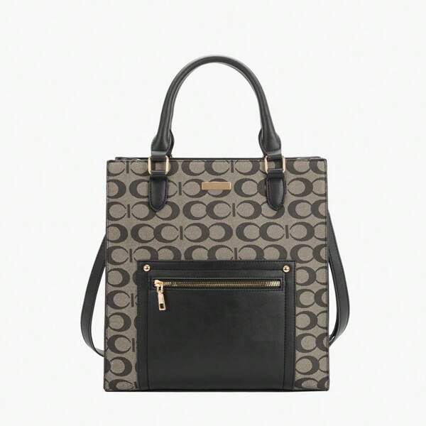 Bolsa Feminina Preta com Alça Transversal Removível para Ombro Divisória Bag Casual  Material Premium Luxo Elegante