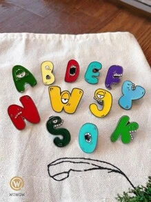 1pc Colorful Letter Brooch Pin, Cute & Quirky Cartoon Brooch, Suitable For Commuting, School, Gift For Women, Couples, Holidays, Birthdays, Anniversaries - Multicolor - View 4