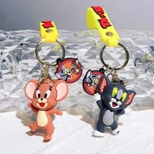 TOM AND JERRY. 2024 Popular Nova Série de Filmes de Animação Chaveiro Bonito Modelo de Ação Pingente Carro Pingente Decoração Presente Presentes de Inverno para Mulheres