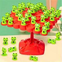 1 Set Frog Balance Tree Game, Multiplayer Tabletop Game, Frog Stacking Toys, Board Game, Party Interactive Toy