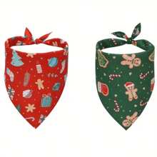 1 pieza Babero con bandana navideña para mascotas, accesorios de ropa para mascotas, babero para babeo de mascota, bufanda para gato, bufanda para perro con borde dorado