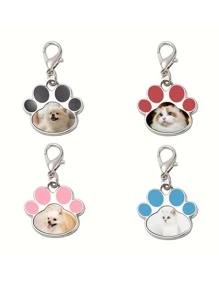 1 Special Pet Photo Keychain - Customizable Stainless Steel Paw Print Keychain Plaque, Engraved Pet Tag Collar Pendant, Perfect For Commemorating Your Beloved Pet, Suitable For Animal Enthusiasts