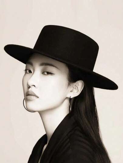 1 Peça Chapéu de Feltro Unissex de Cor Sólida, Boné Retrô de Estilo Britânico Gentleman com Top Plano, Adequado para Outono/Inverno, Eventos Formais, Festas e Uso Casual Diário