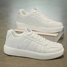 Plus Size Men's Lace-Up PU Leather Lightweight Casual Sports Sneakers